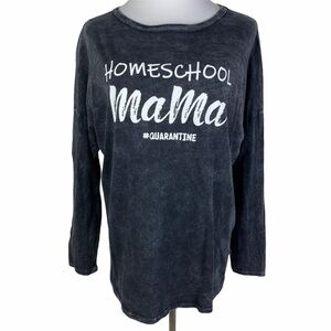 Unwritten Black Bleached Long Drop Sleeve Distressed Graphic Tee Women's L or XL